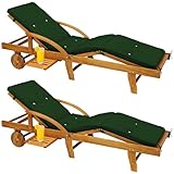 Casaria® Sonnenliege 2er Set Holz inkl. Auflage Grün 320kg Belastbar 2 Personen Klappbar...