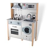 Hölzerne Kinderküche, Kinderspielküche mit Spüle Herd Backofen, Holzküche...