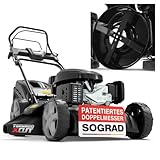 ONBEST Benzin Rasenmäher 5IN1 - Starke 6,5 PS, 4 Klingenschneidsystem & Sograd – 4 Takt...