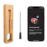 BVRONA Fleischthermometer Kabellos 100m Bluetooth Grillthermometer IP67 Meat Thermometer...