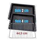 UNIQDEALZ 445 x 375 x 20 mm und 40mm 3er Sparset mit 2 Backbleche 2 Tiefe emailliert und 1...
