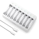 EBL Akku Ladegerät für AAA AA NI-MH, NI-CD Akkus 8 Fach Batterie Ladegerät, Schnell...