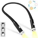 URAQT Hals Leselampe Buch,3 Farben und 3 Dimmen Buchlampe Wiederaufladbar...