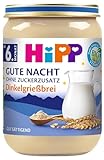 Hipp Milchbreie im Glas - Gute Nacht - ohne Zuckerzusatz, Dinkelgrießbrei, 6er Pack (6 x...