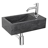 Differnz Furan Naturstein Waschbecken, Steinwaschbecken Anthrazit, Chrom...