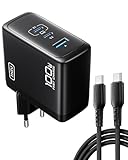 INIU 100W USB C Ladegerät, Laptop Schnellladegerät mit USB C Kabel, GaN 3-Port Mehrfach...