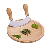 Relaxdays Wiegemesser mit Brett, einschneidige Klinge für Kräuter, mit Mulde,...