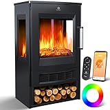 KESSER® Elektrokamin mit Heizung Panorama-Sichtfenster Heizlüfter 9 LED-Flammeneffekt...