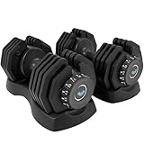 BRAINGAIN 15-in-1 Verstellbares Kurzhantel-Set 24 kg Paar | Platzsparende Verstellbare...