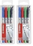 STABILO - Folienstift - OHPen universal - wasserlöslich medium - 8er Pack - grün, rot,...