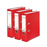 Original Falken 3er Pack PP-Color Ordner. Made in Germany. 8 cm breit DIN A4 rot...