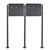 Wiltec 2er Set Briefkasten V12 Anthrazit 1000 x 150 x 1200 mm, Wandbriefkasten...