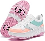 Jungen Mädchen Schuhe mit Rollen Skate, Kinder Rollschuhe Schuhe mit 4 Rollen...