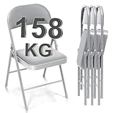Klappstühle 4er Set Gartenstühle Klappbar, Klappstuhl bis 150 kg Stapelstuhl Foldable...