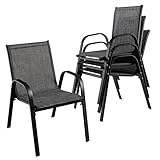 COSTWAY 4er Set Gartenstühle stapelbar, Stapelstühle aus Textilene und...