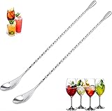 2er Cocktail-Mischlöffel aus Edelstahl, Barlöffel, Langer Griff, Langer...