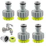 5 Stück Gartenschlauch Anschluss,Hahnverbinder Wasserhahnanschluss 1/2 Zoll 3/4...