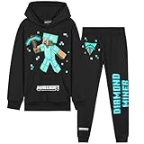 Minecraft Jungen Trainingsanzug Set, bequemer Jogginganzug mit Pullover & Hose...