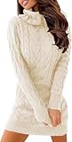Ebifin Strickkleid Damen Rollkragen Strickpullover Elegant Jumper Kleid Pullikleid...