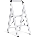 ﻿KINGRACK Leiter Aluminium, Trittleiter 2 stufen klappbar, leiter 2 stufen mit Handlauf,...