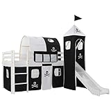 vidaXL Kiefernholz Massiv Hochbett mit Rutsche Leiter Kinderbett Spielbett...