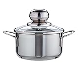 Level One Topf Edelstahl 12 cm Kochtopf Induktion 0,8 Liter, Mini Fleischtopf & Bratentopf...