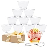 YINVA Desserttassen 50 Stück Plastik Dessertbecher mit Löffeln Wiederverwendbar...