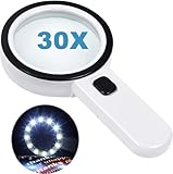 Lupe mit 12 Led Licht - 30-fache Handlupe Leselupe, Hohe Klarheit & Leichtgewicht, für...