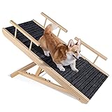 ZNM Hunderampe, Hundetreppe aus Holz, Tragbare Katzen Rampe für Bett Sofa, rutschfeste...