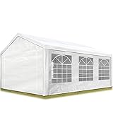 TOOLPORT Partyzelt Pavillon 3x6 m in weiß PE Plane 350 N Wasserdicht UV Schutz...