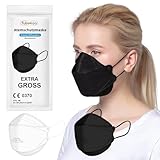 TubeRoo FFP2 Maske großer Kopf Schwarz Fischform 5 Stück Masken, CE...
