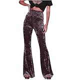 Samthose für Damen, ausgestellt, einfarbig, hohe Taille, weites Bein, Jogger,...