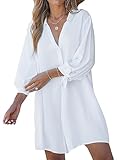 CUPSHE Damen Blusenkleid V Ausschnitt Knopfleiste 3/4 Arm Lockeres Sommerkleid...