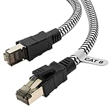 Qiuean Cat 8 1m Lan Kabel,Nylon Geflochtener Netzwerkkabel,40Gbps 2000MHz...