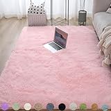 Obundi Teppich Kinderzimmer Mädchen,Teppich Rosa Flauschig,Rutschfester Teppich...