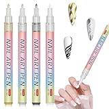 Canollo 4 Faben Nagellack Stift Set, 3d French Nails Stift, DIY Nagellackstift Nageldesign...