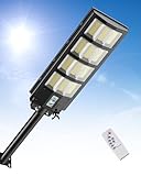 Worshow 600W Solar Straßenlaterne für den Außen, 6500K Superhelles LED Solar Strahler...