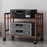 GUAWJRZDP Hi Fi Rack Mit 2/3 Ebenen, Audio Rack Hi Fi Regal Aus Bambus, Plattenspieler...