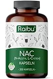 Raibu® NAC 800 Kapseln hochdosiert (200 Kapseln x 800mg) I NAC Acetyl L-Cystein in bester...