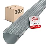 INEFA 30x Laubfangstreifen-Set Dachrinnen Laubschutz 100cm, NW100-150 (Ø100-160mm) Grau...