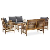 vidaXL Akazienholz Massiv Gartenmöbel 5-TLG. mit Auflagen Lounge Bank Stuhl Tisch...