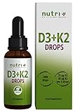 D3 K2 Tropfen hochdosiert + vegan - Vitamin D und K2VITAL MK7 All Trans Menachinon Drops -...