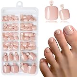 LunarCharm 120 Stück Hautfarbene aufdrückbare Zehennägel, künstliche...