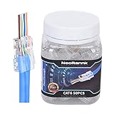 NeoRannk Cat6 RJ45 Crimp-Enden, Durchgangsstecker, 50 Stück, modulare Datenstecker,...