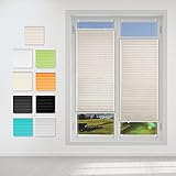 Grandekor Plissee ohne Bohren Klemmfix Faltrollo 90x120 Creme, Plisseerollo mit...