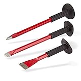 DEMA Handmeißel Set 3-tlg. – Flachmeißel, Spitzmeißel mit Handschutz –...