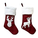 Weihnachtsstrumpf 2 Nikolausstiefel Deko Kamin Christmas Stocking Rentier Strumpf zum...