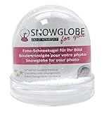 Foto-Schneekugel groß mit 2 x Bild und Sockel transparent | Inhalt: Schnee | B: 9 cm H 8...