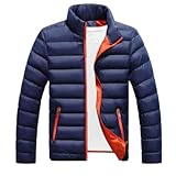 NP Glatt Gepolsterter Wintermantel Kleidung Jacke Kragen Zuhause, dunkelblau, XL