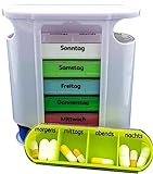 Tablettenbox Pillenbox Medikamentenbox für 7 Tage Mehrfarbig - Pillendose Tablettendose...